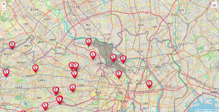 東京都のココカラファイン系列いろいろの店舗地図