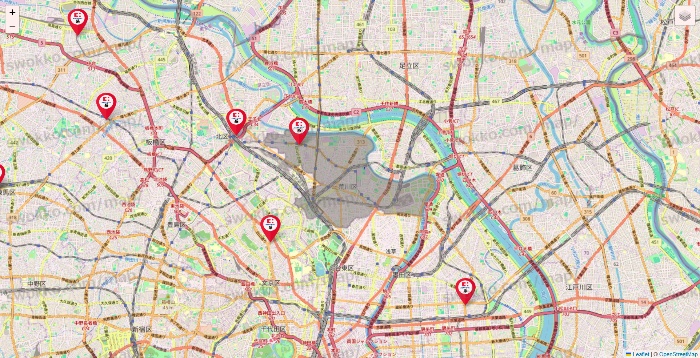 東京都のココカラファイン系列いろいろの店舗地図