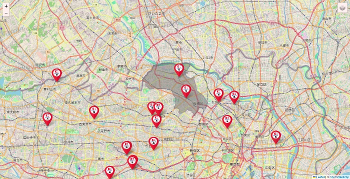 東京都のココカラファイン系列いろいろの店舗地図
