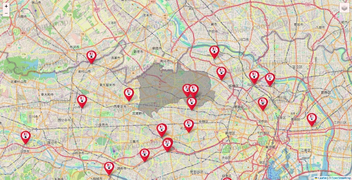 東京都のココカラファイン系列いろいろの店舗地図