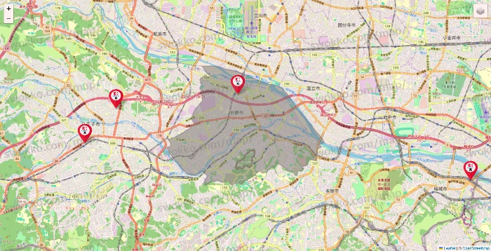 東京都のココカラファイン系列いろいろの店舗地図