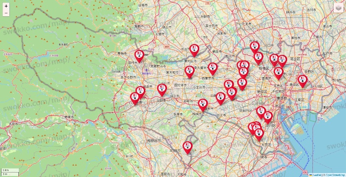 東京都のココカラファイン系列いろいろの店舗地図