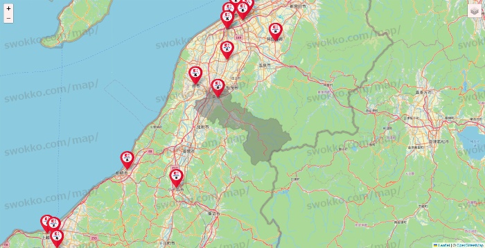 新潟県のココカラファイン系列いろいろの店舗地図