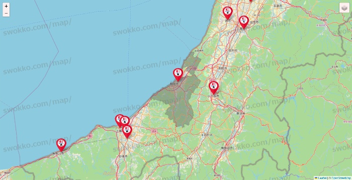 新潟県のココカラファイン系列いろいろの店舗地図