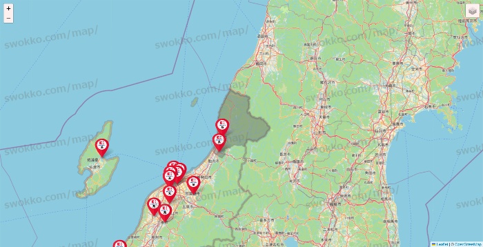 新潟県のココカラファイン系列いろいろの店舗地図