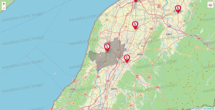 新潟県のココカラファイン系列いろいろの店舗地図