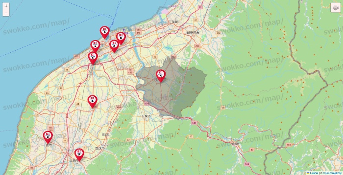 新潟県のココカラファイン系列いろいろの店舗地図