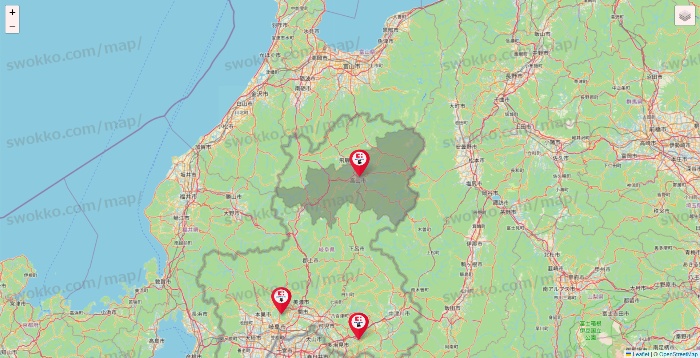 岐阜県のココカラファイン系列いろいろの店舗地図
