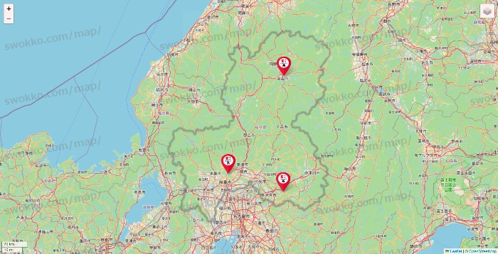 岐阜県のココカラファイン系列いろいろの店舗地図