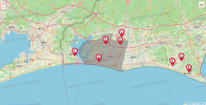 静岡県のココカラファイン系列いろいろの店舗地図