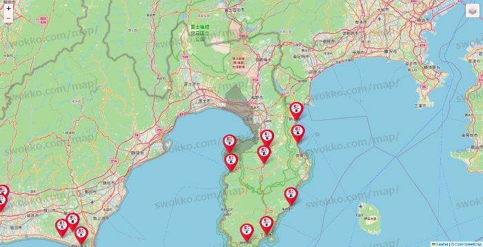 静岡県のココカラファイン系列いろいろの店舗地図