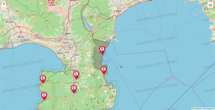静岡県のココカラファイン系列いろいろの店舗地図