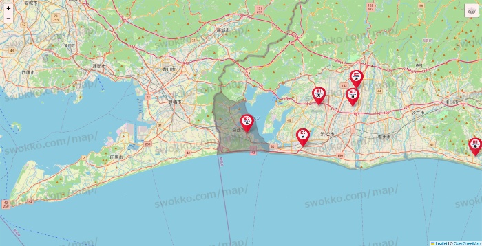 静岡県のココカラファイン系列いろいろの店舗地図