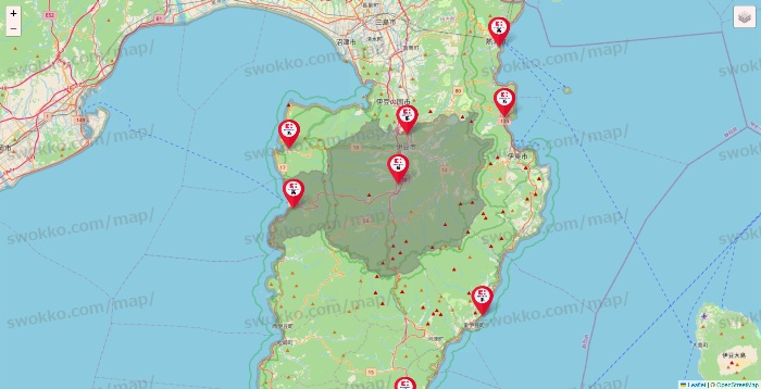静岡県のココカラファイン系列いろいろの店舗地図