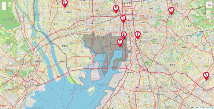 愛知県のココカラファイン系列いろいろの店舗地図