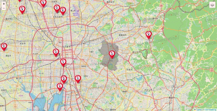 愛知県のココカラファイン系列いろいろの店舗地図