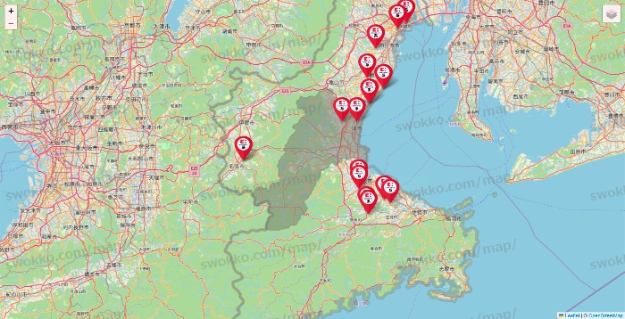 三重県のココカラファイン系列いろいろの店舗地図