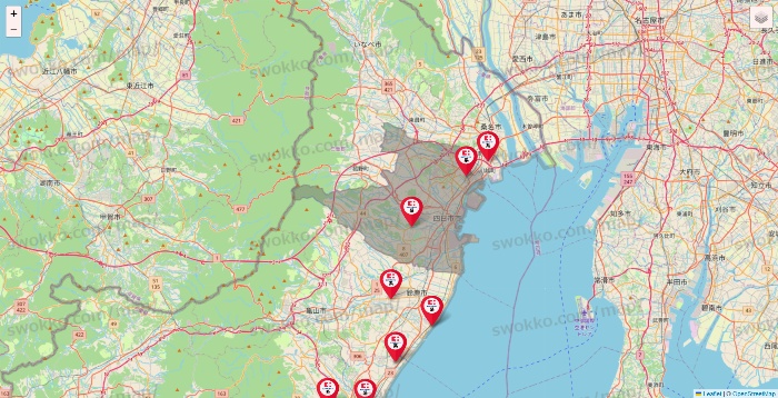 三重県のココカラファイン系列いろいろの店舗地図