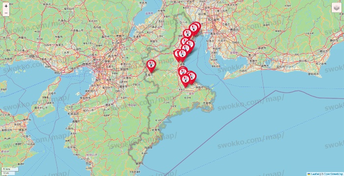 三重県のココカラファイン系列いろいろの店舗地図
