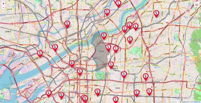 大阪府のココカラファイン系列いろいろの店舗地図