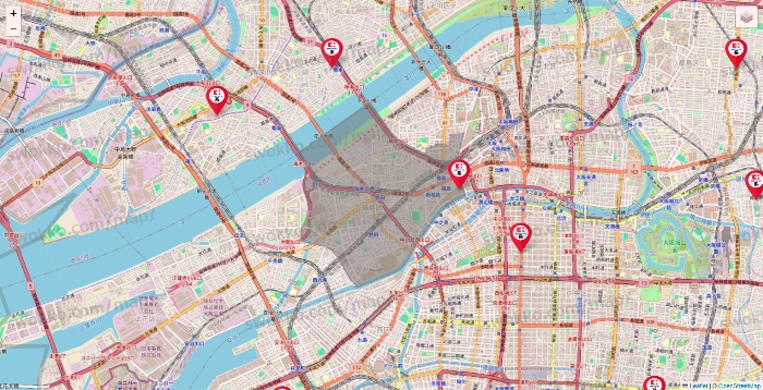 大阪府のココカラファイン系列いろいろの店舗地図