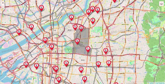 大阪府のココカラファイン系列いろいろの店舗地図