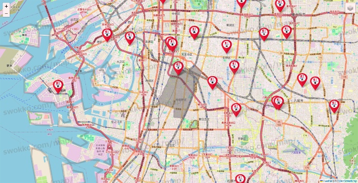 大阪府のココカラファイン系列いろいろの店舗地図