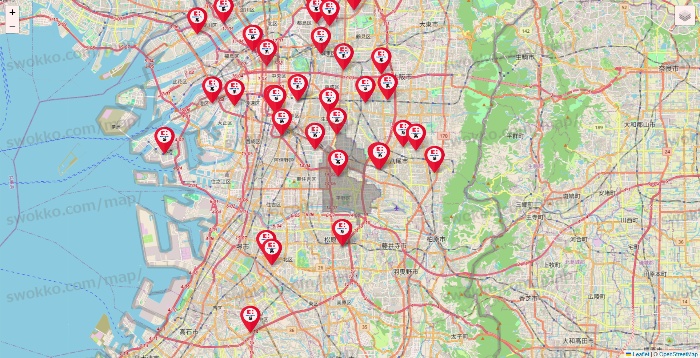 大阪府のココカラファイン系列いろいろの店舗地図