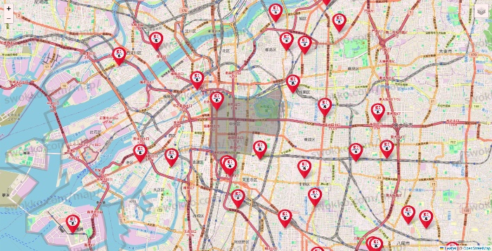 大阪府のココカラファイン系列いろいろの店舗地図