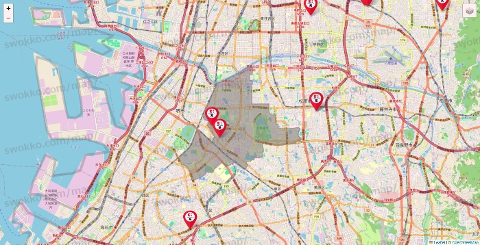 大阪府のココカラファイン系列いろいろの店舗地図
