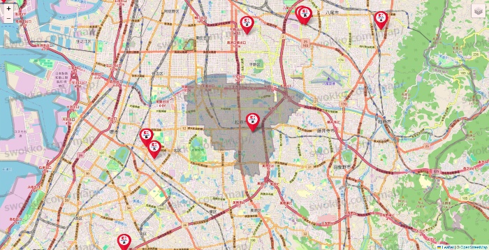 大阪府のココカラファイン系列いろいろの店舗地図