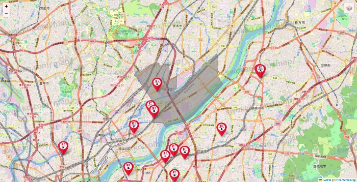 大阪府のココカラファイン系列いろいろの店舗地図