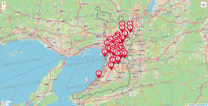 大阪府のココカラファイン系列いろいろの店舗地図