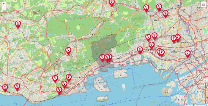 兵庫県のココカラファイン系列いろいろの店舗地図