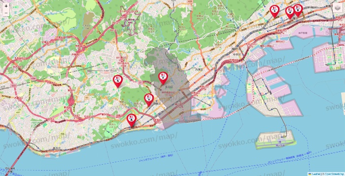 兵庫県のココカラファイン系列いろいろの店舗地図