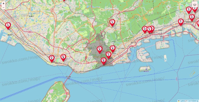 兵庫県のココカラファイン系列いろいろの店舗地図