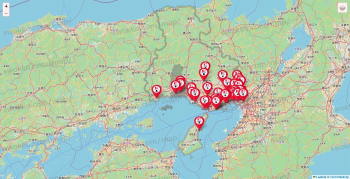 兵庫県のココカラファイン系列いろいろの店舗地図