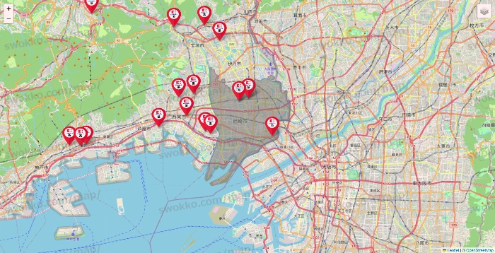 兵庫県のココカラファイン系列いろいろの店舗地図