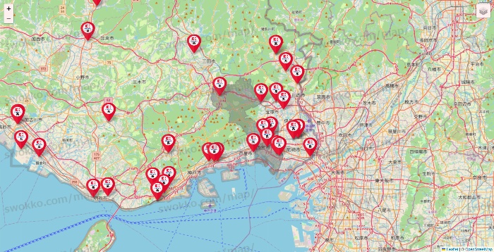 兵庫県のココカラファイン系列いろいろの店舗地図