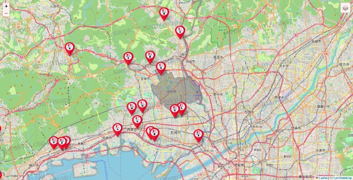 兵庫県のココカラファイン系列いろいろの店舗地図