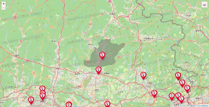 兵庫県のココカラファイン系列いろいろの店舗地図