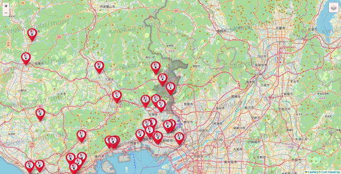 兵庫県のココカラファイン系列いろいろの店舗地図