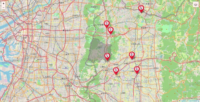 奈良県のココカラファイン系列いろいろの店舗地図