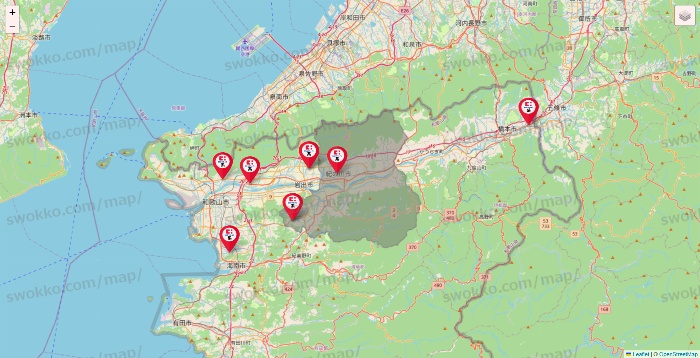 和歌山県のココカラファイン系列いろいろの店舗地図