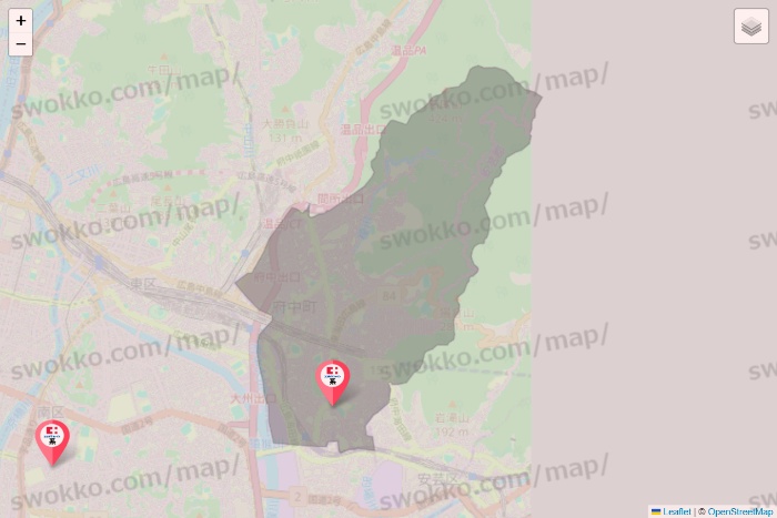 広島県のココカラファイン系列いろいろの店舗地図