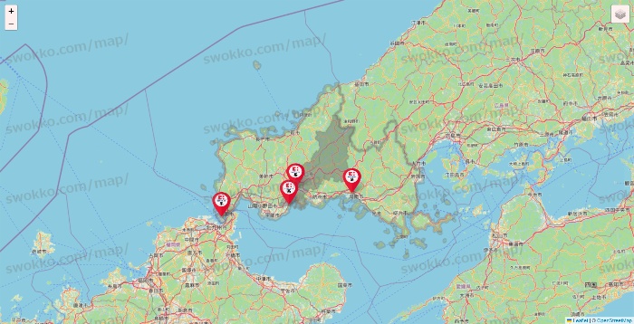 山口県のココカラファイン系列いろいろの店舗地図
