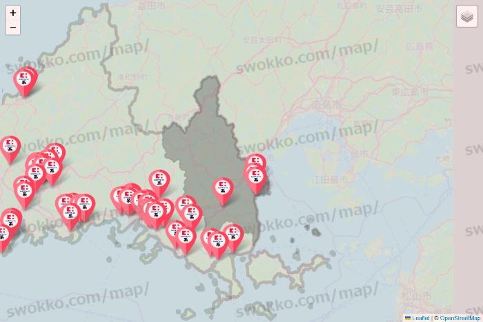 山口県のココカラファイン系列いろいろの店舗地図
