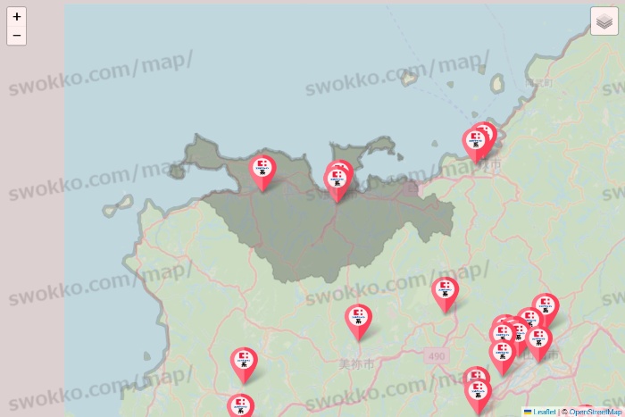 山口県のココカラファイン系列いろいろの店舗地図