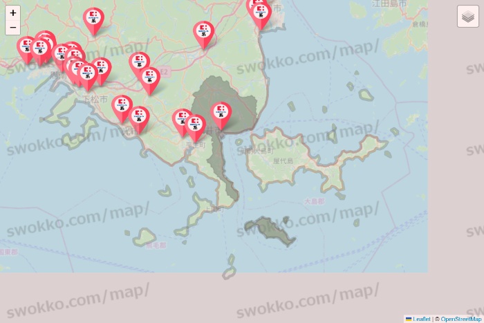 山口県のココカラファイン系列いろいろの店舗地図