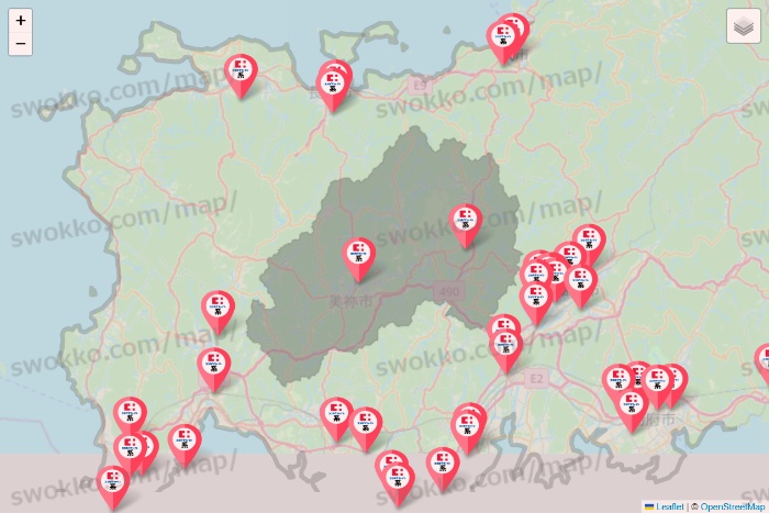 山口県のココカラファイン系列いろいろの店舗地図